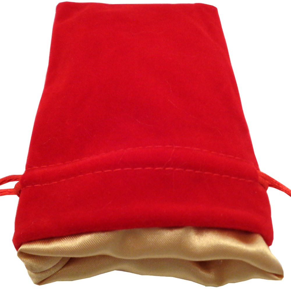 Red Velvet Dice Bag with Gold Satin Liner 4X6