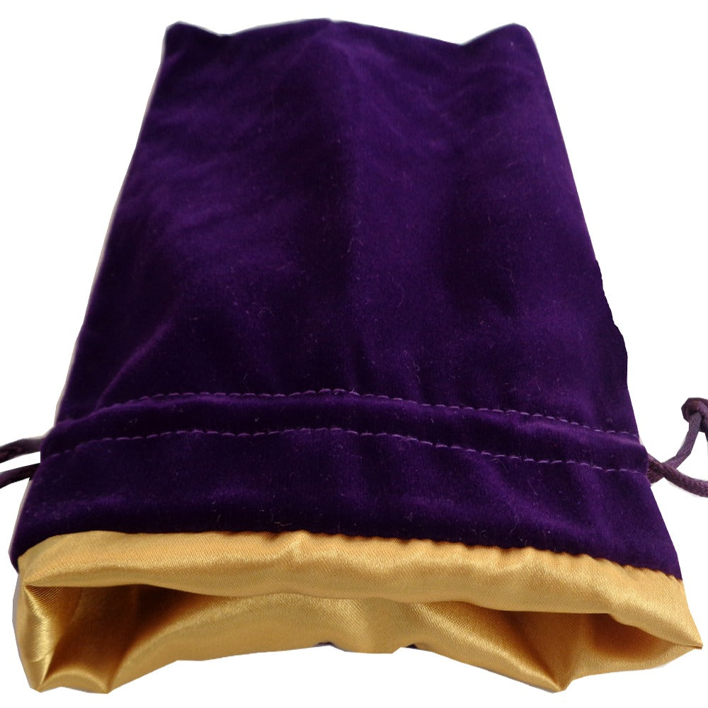 Purple Velvet Dice Bag with Gold Satin Liner 4X6