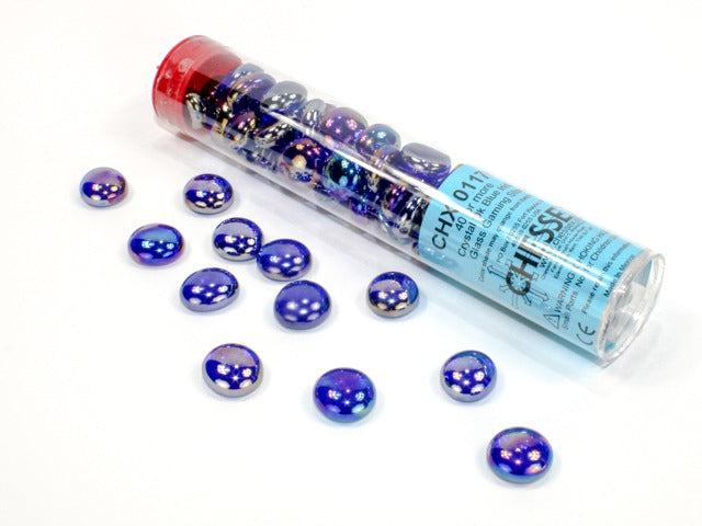 Crystal Dark Blue Iridized Glass Gaming Stones (40+ pcs)