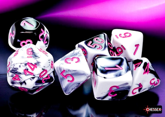 Gemini Black-White/Pink (Polyhedral 7-Die Set)
