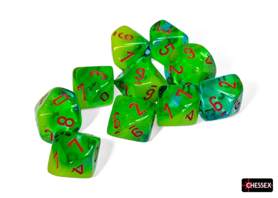 Gemini Plasma Green-Teal/Orange (Polyhedral 7-Die Set)