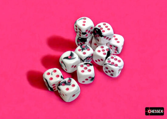 Gemini Black-White/Pink (D6 Dice Block of 12)