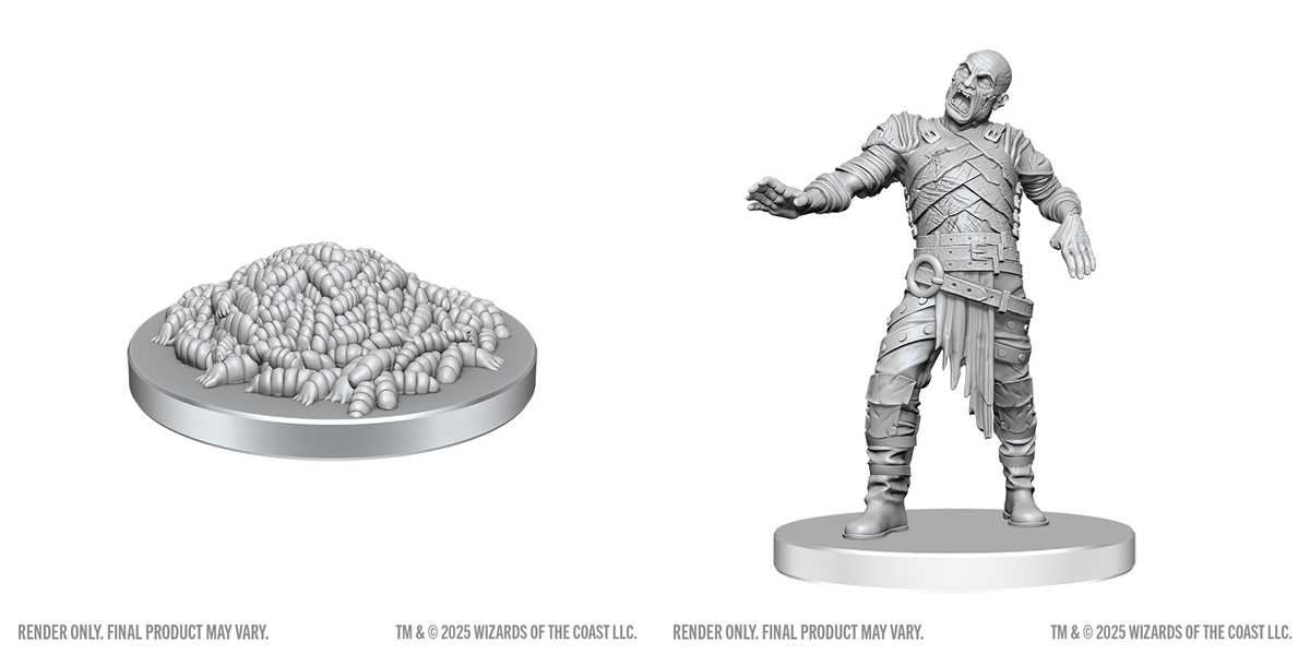 D&D Unpainted Minis: Swarm of Rot Grubs & Rot Grub Victim