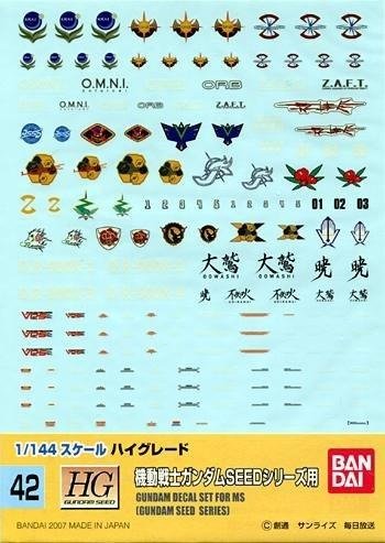 Gundam Decal Set -Gundam Seed Series