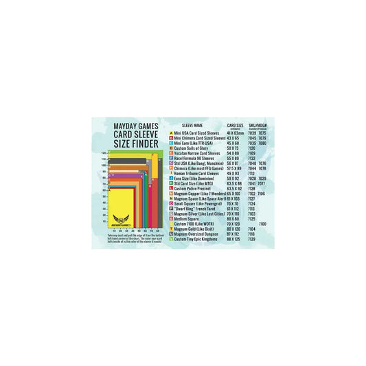 card sleeve size finder Phantom Sleeves: Rust 54 x 80mm: Glossy Front/Matte Back - 50 Pack Any thicker and they simply fall over and difficult to shuffle due to the thickness. Mayday Games Imperial Hobbies