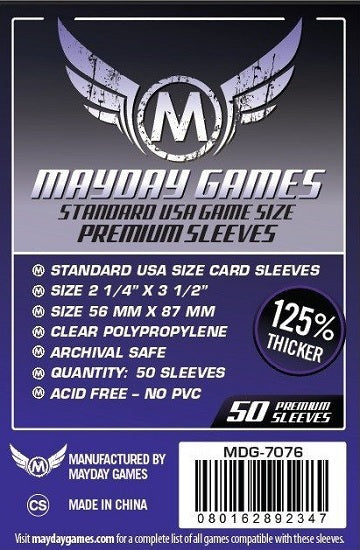 56mm x 87mm Standard USA Sleeves 50 Pk