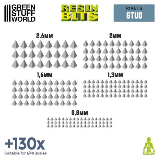 Pyramid Stud Rivets (130+ pcs. in Various Sizes)