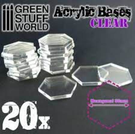 Acrylic Hexagonal Clear Bases 30mm