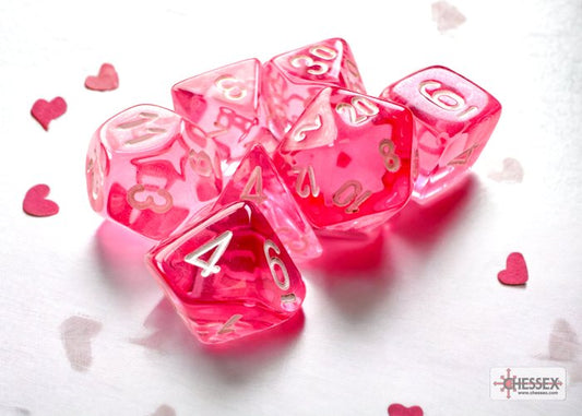 Translucent Pink/White (Mini-Polyhedral 7-Die Set)