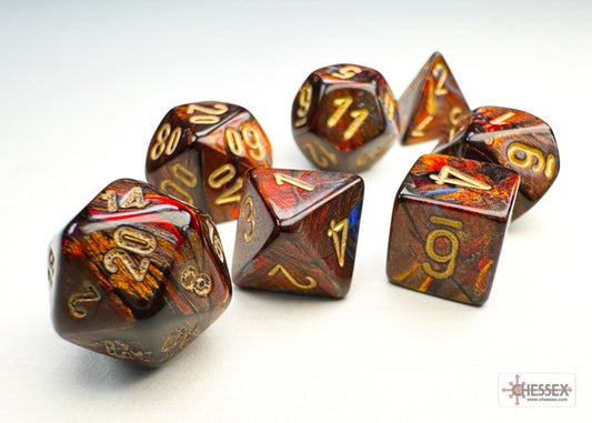 Scarab Blue Blood/Gold (Mini-Polyhedral 7-Die Set)