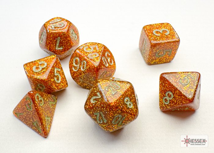 Glitter Gold/Silver (Mini-Polyhedral 7-Die Set)