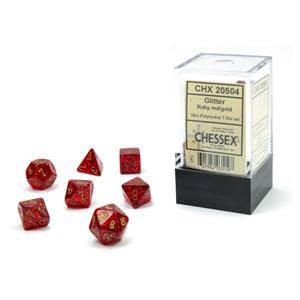 Glitter Ruby Red/Gold Mini (Polyhedral 7-Die Set)