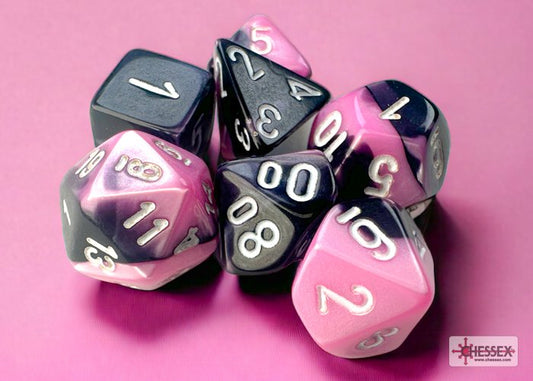 Gemini Black-Pink/White (Mini-Polyhedral 7-Die Set)