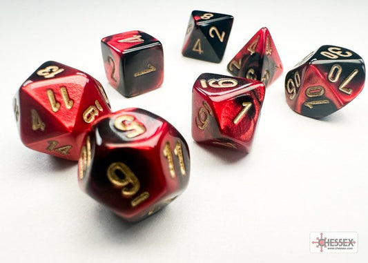 Gemini Black-Red/Gold (Mini-Polyhedral 7-Die Set)