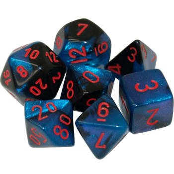 Gemini Black-Starlight/Red (Mini-Polyhedral 7 Die Set)