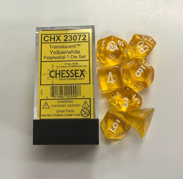 Translucent Yellow/White (Polyhedral 7-Die Set)