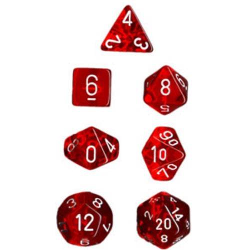 Translucent Red/ White (Polyhedral 7-Die Set)