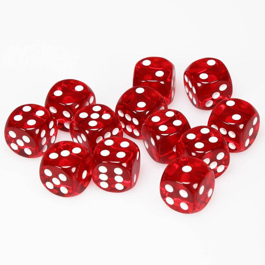 Translucent Red/White (D6 Dice Block of 12)