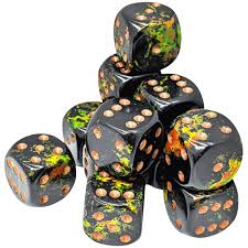 Brush Deep Forest/Gold 16mm d6 Dice Block (12 Dice)