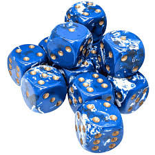 Brush Wavebreak/Gold 16mm d6 Block of Dice (12 Dice)