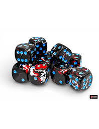 Brush Dark Side/Blue 16mm d6 Block of Dice (12 Dice)