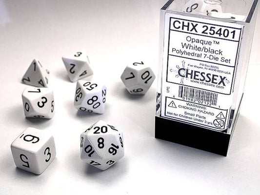 Opaque White/Black (Polyhedral 7-Die Set)