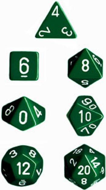 Opaque Green/ White (Polyhedral 7 Die Set)