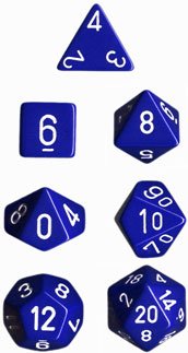 Opaque Blue/White (Polyhedral 7 Die Set)