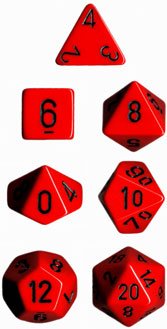 Opaque Red/ Black (Polyhedral 7 Die Set)