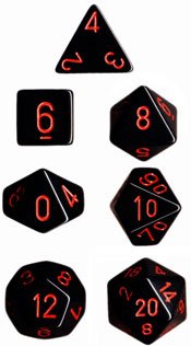 Opaque Black/ Red (Polyhedral 7 Die Set)