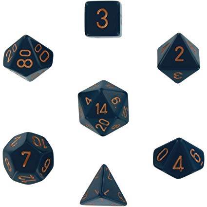 Opaque Dusty Blue/ Copper (Polyhedral 7 Die Set)