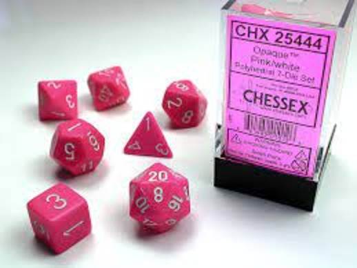 Opaque Pink/White (Polyhedral 7-Die Set)