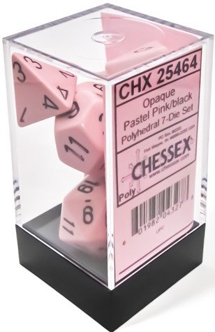 Opaque Pastel Pink/Black (Polyhedral 7-Die Set)