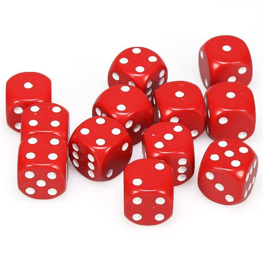 Opaque Red/White (D6 Dice Block of 12)