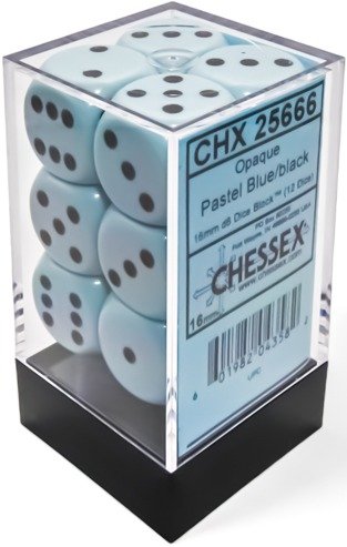 Opaque Pastel Blue/Black (D6 Dice Block of 12)