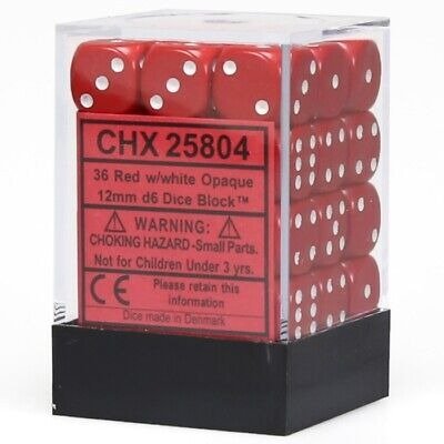 Opaque Red/White (D6 Dice Block of 36)