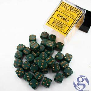 Opaque Dusty Green/Copper d6 Dice Block (36 Dice)