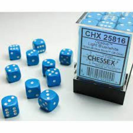 Opaque Light Blue/White (12mm D6 Block of 36 Dice)