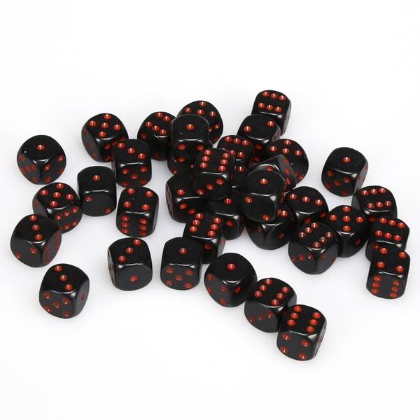 Opaque Black/Red (D6 Dice Block of 36)