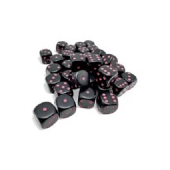 Opaque Black/Pink (12mm D6 Dice Block of 36)