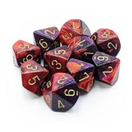 Gemini Purple-Red/Gold D10 Set