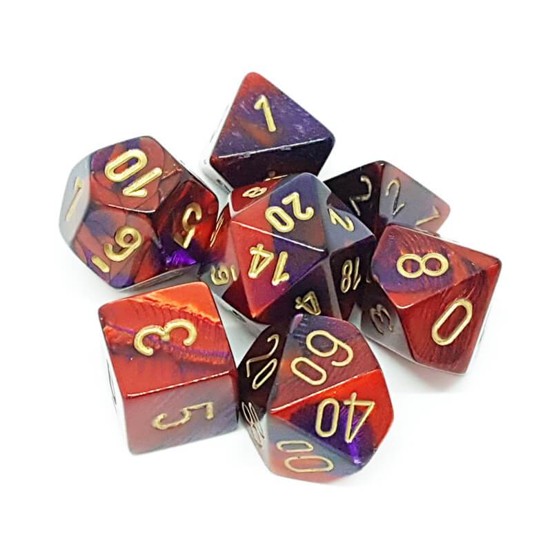 Gemini Purple-Red/Gold  (Polyhedral 7-Die Set)