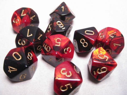 Gemini Black-Red/Gold (Polyhedral 7-Die Set)