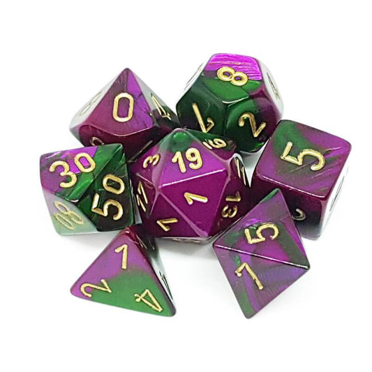 Gemini Green-Purple/gold (Polyhedral 7-Die Set)