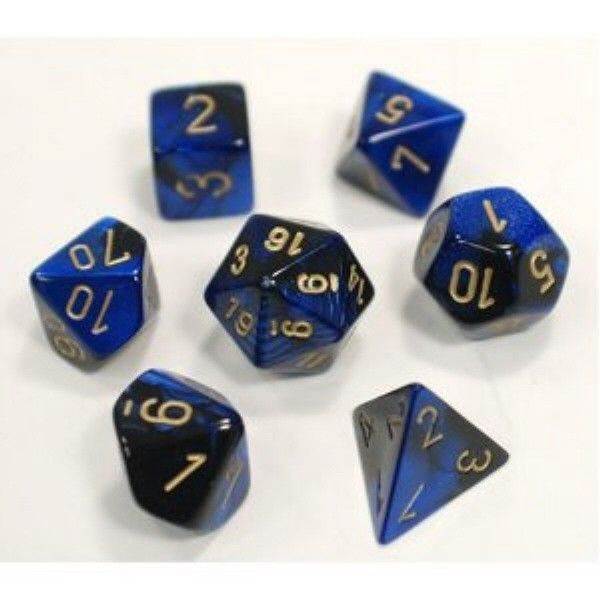 Gemini Black-Blue/ Gold (Polyhedral 7-Die Set)