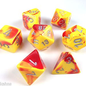 Gemini Red-Yellow w/Silver (Polyhedral 7-Die Set)