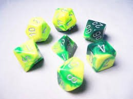 Gemini Green-Yellow w/silver (Polyhedral 7-Die Set)