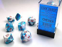 Gemini Astra Blue/White/Red  (Polyhedral 7-Die Set)