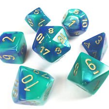 Gemini Blue-Teal/ Gold (Polyhedral 7-Die Set)