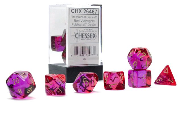 Gemini Translucent Red-Violet/Gold (Polyhedral 7-Die Set)